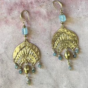 Handmade mixed gemstone art deco Moroccan style earrings